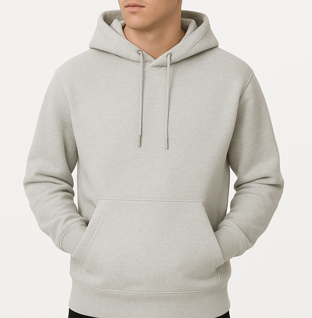 Grijze Heren Hoodie Dikke Basic Sweater met Capuchon, Regular Fit