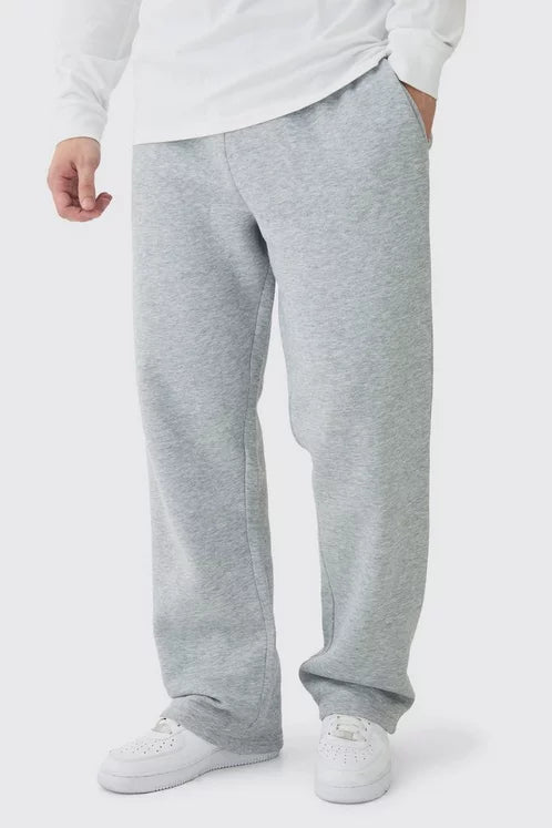 Grijze Heren Sweatpants Dikke Basic Joggingbroek met Enkelboorden, Regular Fit