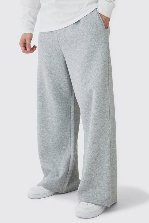 Grijze Heren Sweatpants Dikke Basic Joggingbroek met Enkelboorden, Regular Fit
